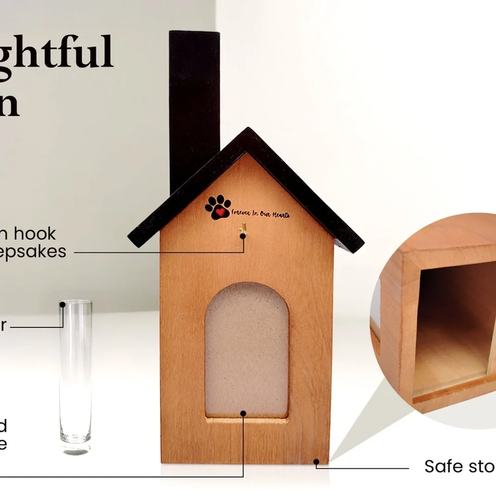 Wooden Pet Memorial Frame with Black Roof